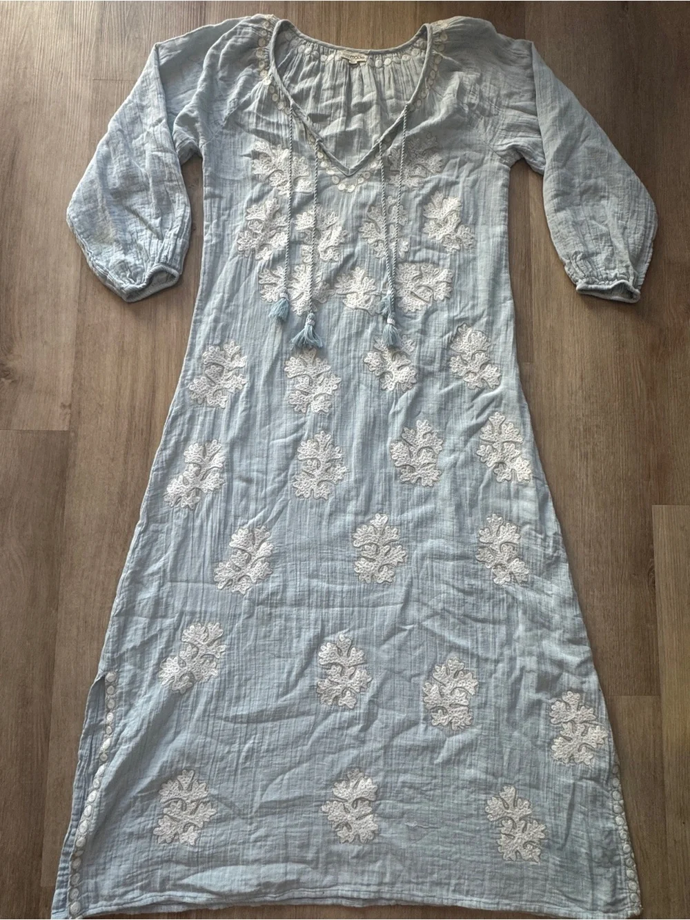 Ibiza Mode Kaftan Leaf Pale Blue sz XS/S